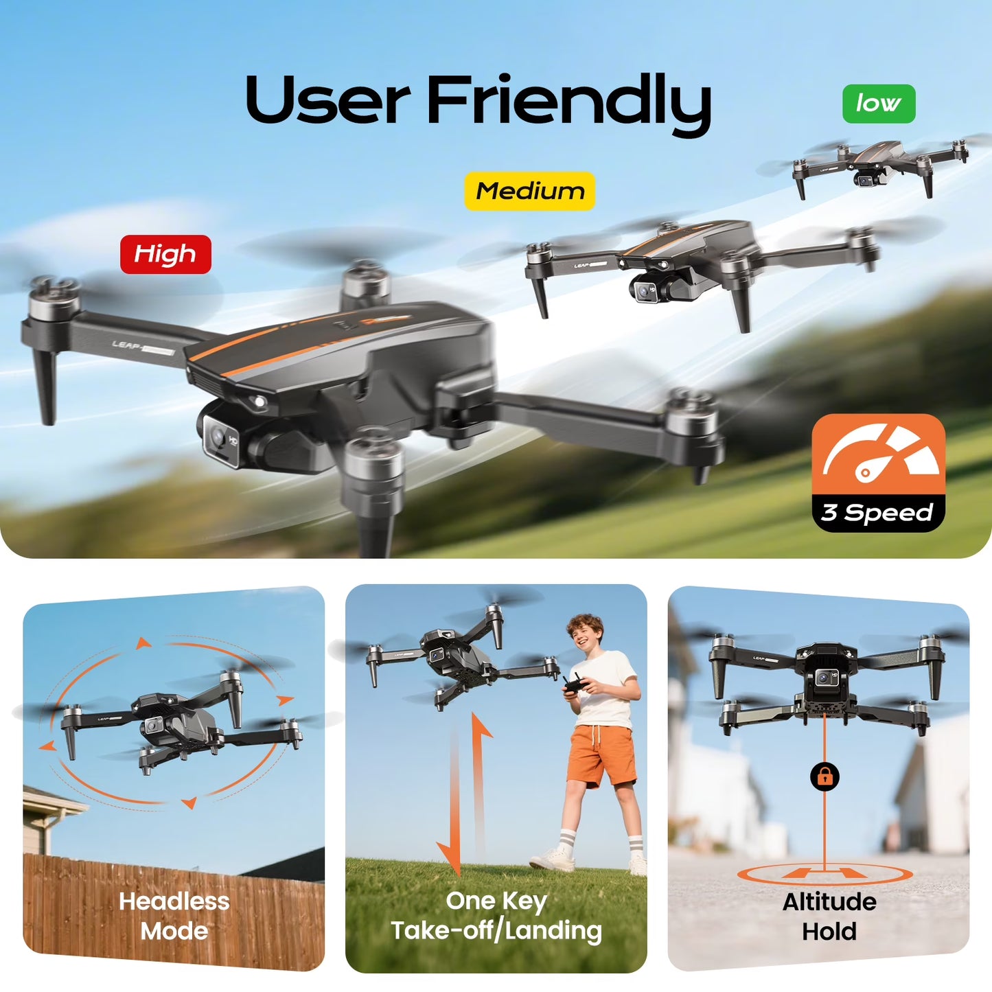 4K H31 Ultra-Compact Drone with Camera Drone with HD Live View & Long Battery Life