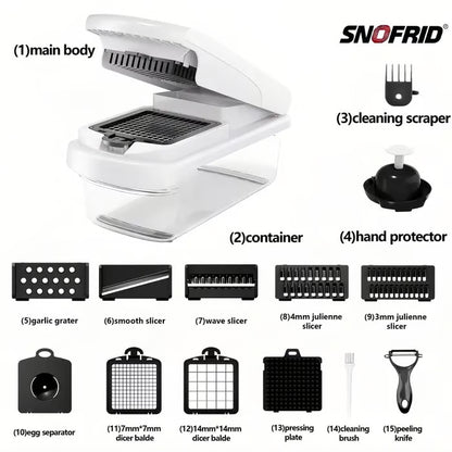🥕15-in-1 Vegetable Chopper | Multifunctional Food Cutter with Container