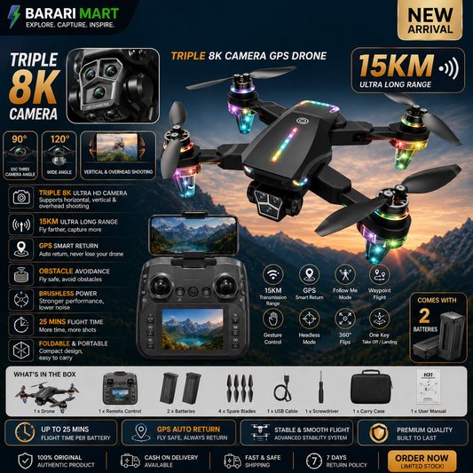 8K Ultra Clear Camera Drone – Foldable GPS Smart Drone with HD Live View & Long Battery Life