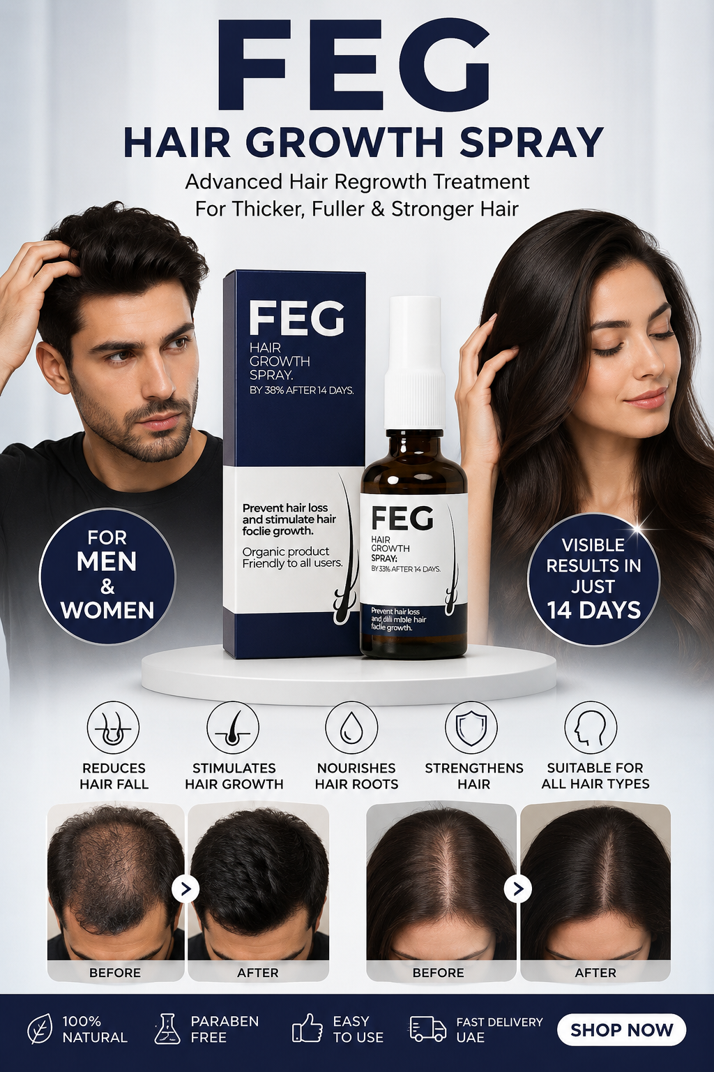 FEG Hair Growth Spray – Advanced Hair Regrowth Treatment for Thicker, Fuller & Stronger Hair