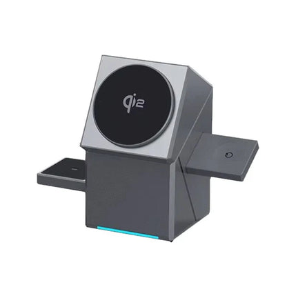 3-in-1 Foldable Magnetic Wireless Charging Station – MagSafe Fast Charger for iPhone, Apple Watch & AirPods | Travel Portable Wireless Charging Dock