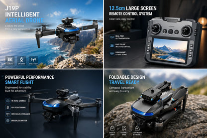 4K J19 Pro Dual Camera Drone with GPS Return & Obstacle Avoidance | Foldable Smart Drone UAE