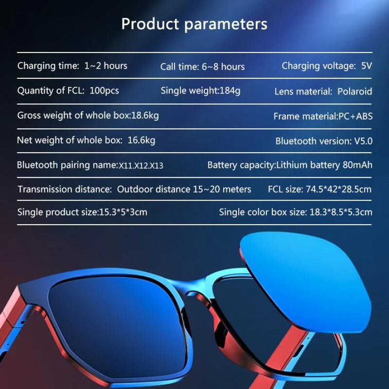 Smart Bluetooth Sunglasses – Waterproof Sports Sunglasses with Wireless Audio & Hands-Free Calling