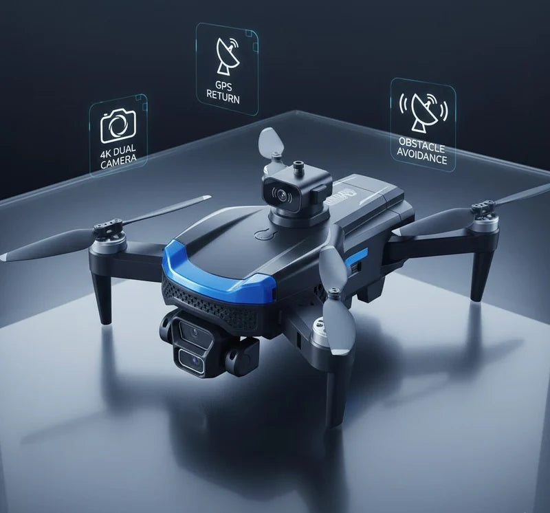 4K J19 Pro Dual Camera Drone with GPS Return & Obstacle Avoidance | Foldable Smart Drone UAE